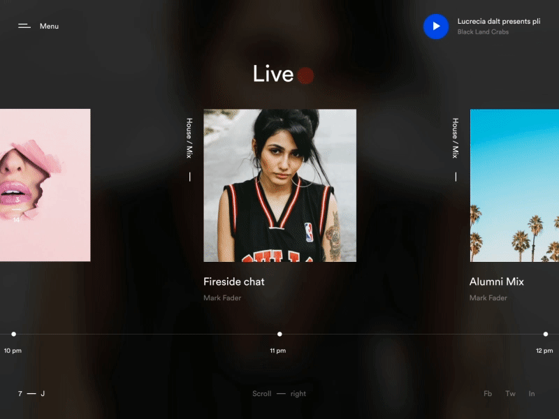 Radio Menu animation app eleken menu music navigation podcast radio ui ux web