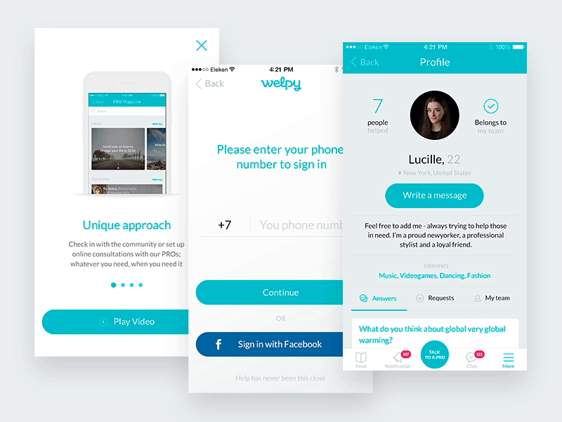 Welpy App animation app care health mental social support ui ux wellness welpy
