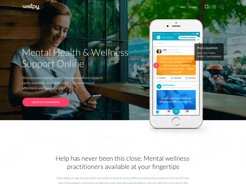 Welpy Web Site animation help landing mental site support ui ux web wellness welpy