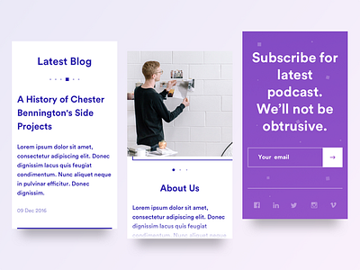 Music Podcast Mobile p.2 blog eleken footer landing mobile music podcast service ui ux