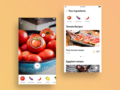 Recipe App app ar cook eleken ingredient mobile recipe scan ui ux