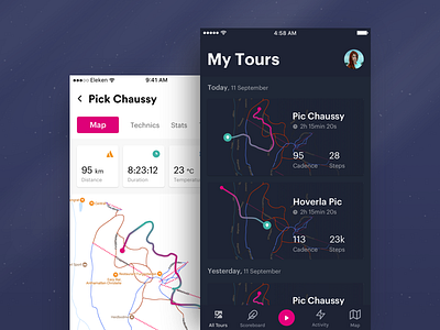 Ski App b&w app eleken map metrics mobile ski skier skiing sport track ui ux