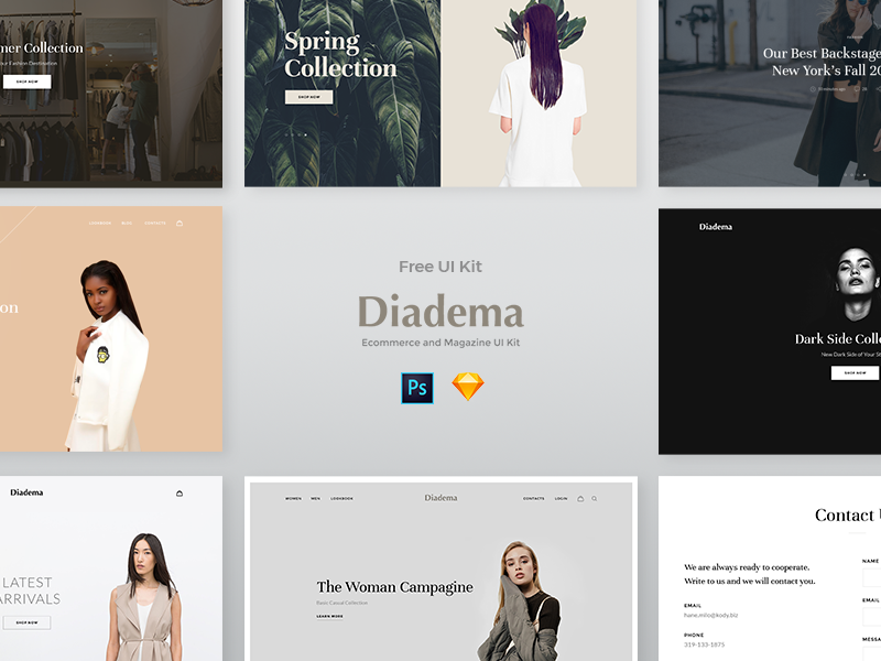 Diadema UI Kit PSD & Sketch psd freebie psd sketch uikit landing web ux ui freebie free