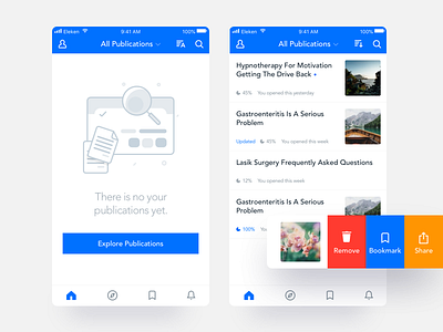 Publications Mobile article eleken empty state illustration iphone mobile mobile ux publication swipe ui
