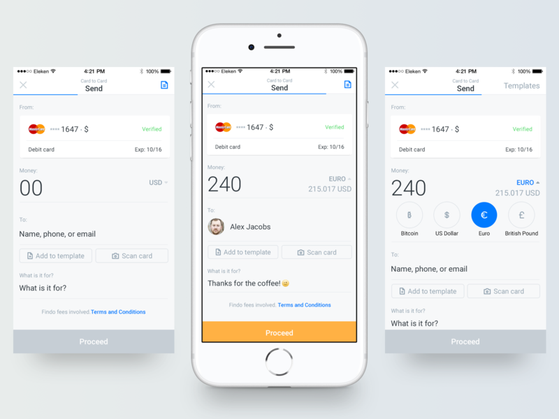 Findo | Card to Card Transfers app design creditcard ios payment transaction transfer ui ux