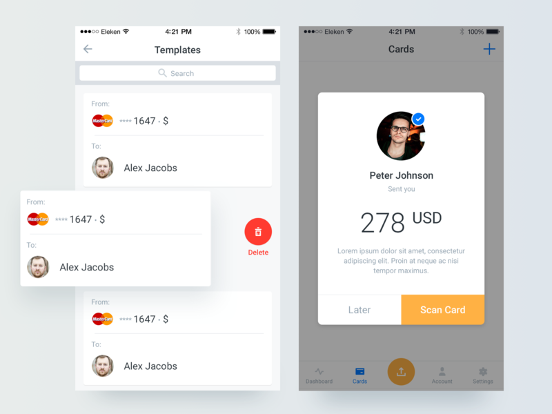 Findo | Card to Card Transfers app card credit ios mobile money money transfer payment app templates transaction ui ux