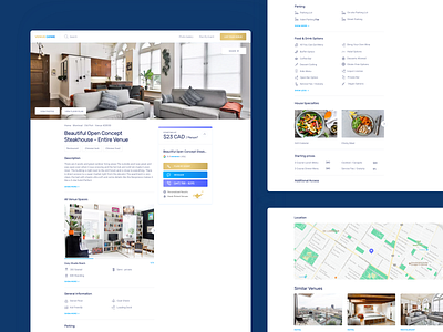 Venue Genie – Venue Page apartment app booking description list map ui ux venue web