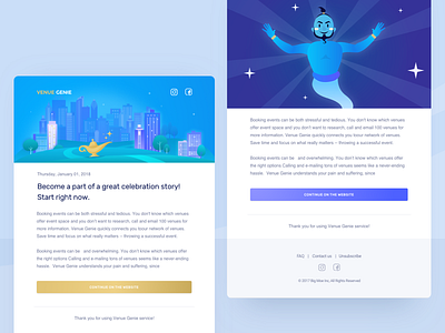 Venue Genie Emails email mailchimp news subscription ui ux