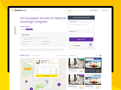 CongressBookers | Congress Page app booking congress map medical search ui ux web