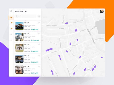 Route planning animation app auction bid eleken location location based lots real estate route ui ux web