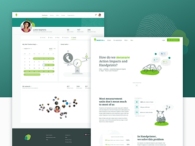 Handprinter Profile eco handprint illustration landingpage positive actions ui uiux ux web app webdesign