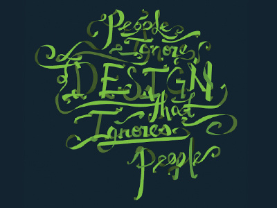 People Ignore Design That Ignores People blue green poster ribbon self promotion typography