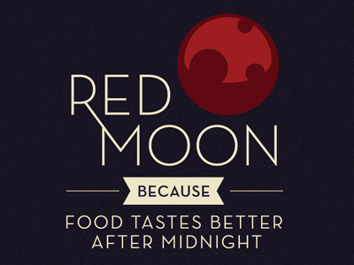 Red Moon Restaurant blue branding flat logo red tan