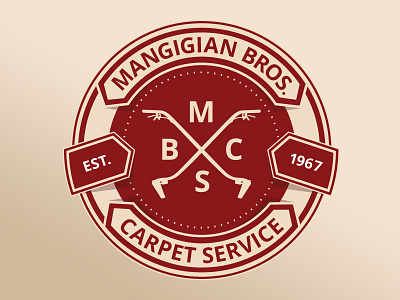 Mangigian Bros. Carpet Service Logo carpet circle logo red tan