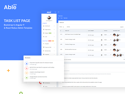 Task List Page - Able Pro Admin Template admin admin dashboard admin dashboard template admin panel admin template admin templates admin theme angular 9 angular admin template angular dashboard bootstrap 4 bootstrap admin branding react react admin template task detail task list ui ux design uidesign uiux