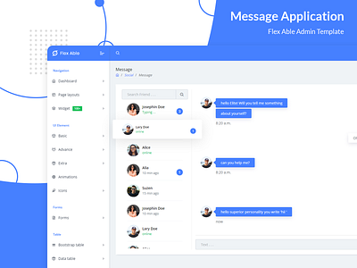 Message Application - Flex Able admin Template