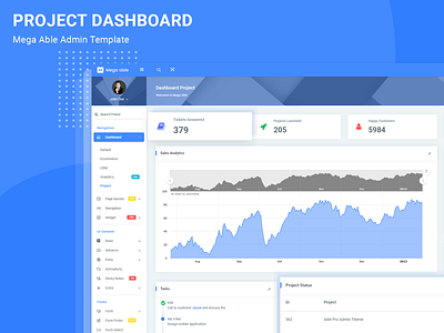 Project Dashboard- Mega Able Admin Template admin admin dashboard admin design admin panel admin template admin templates admin theme analysis analytic dashboard app analytics dashboard bootstrap 4 bootstrap admin branding dashboard dashboard ui project project dashboard sass uidesign uiux