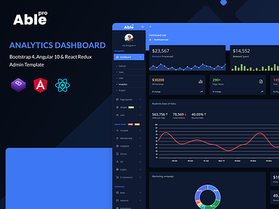 Analytics Dashboard - Able Pro Admin Template admin admin dashboard admin design admin panel admin template admin templates admin theme analysis analytics dashboard angular bootstrap bootstrap 4 bootstrap admin branding dashboard ui ui ux ui design ui ux design uidesign