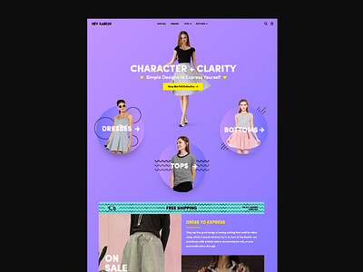 Hey Radish boutique brand colorful fashion fun gradient web website