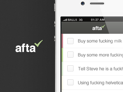afta ✔ afta app bad logo helvetica iphone rough task todo ui