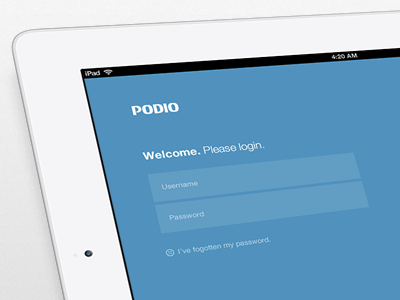 Podio iPad Login app form ipad jaunty login podio