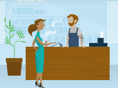 Poynt Is For...Cafes cafe customer illustration merchant payment poynt poynt terminal sketch