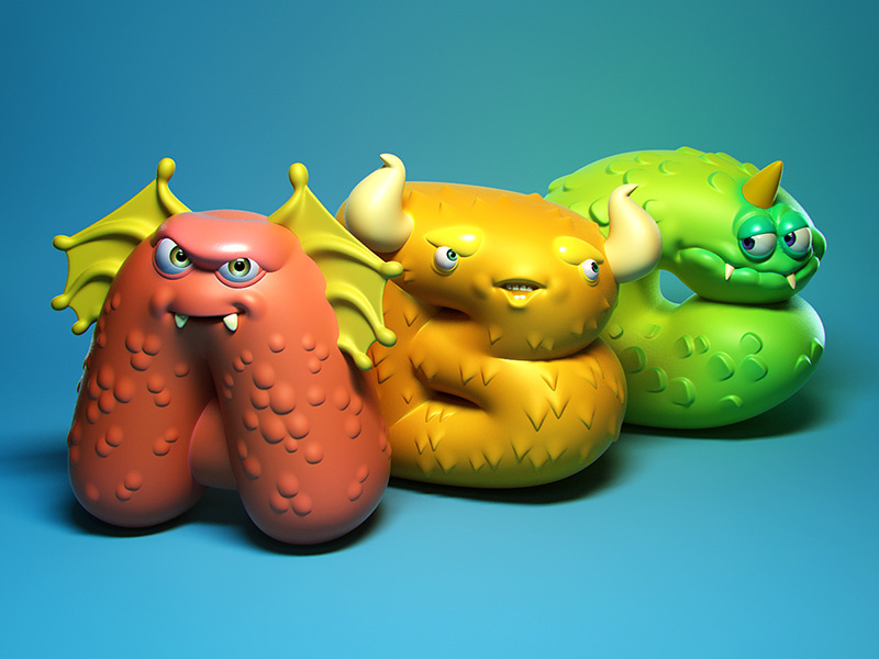 Monstrous Alphabet monster 3d illustration character design toy design vinyl toy designer toy