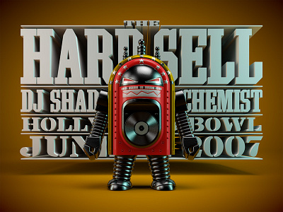 DJ Shadow’s and Cut Chemist’s “Hard Sell” Vinyl Jukebot 3d illustration character design designer toy mascot toy design vinyl toy