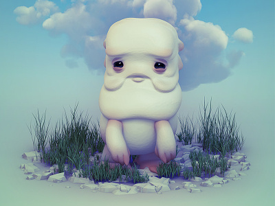 Clouds and Stones 3d illustration monster