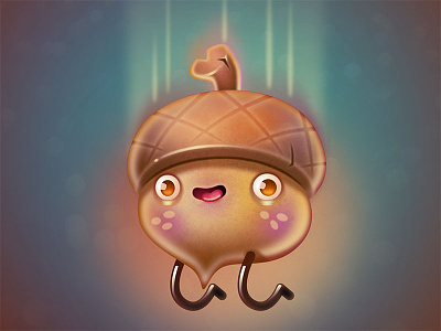 Wheeeee! acorn character design illustration