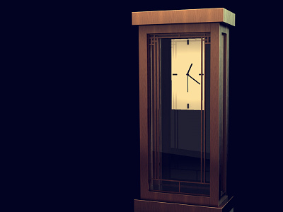 Frank Lloyd Wright Clock 3d c4d cinema cinema 4d clock flw frank frank lloyd wright lloyd sleek stylish wood wright