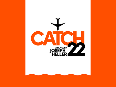 Catch-22 black book book cover clean geometric minimal novel orange plane simple title typography water wave white