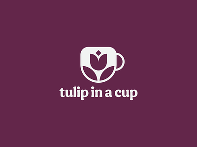 tulip in a cup branding circle cup drink flower food geometric grape icon identity illustration logo minimal mug purple tulip typography
