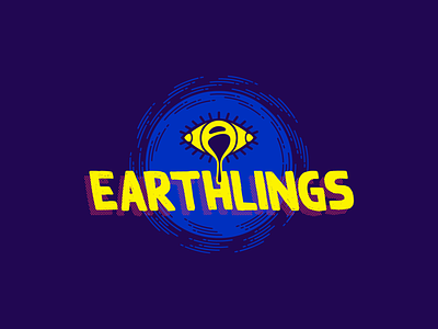Earthlings blue branding circle comic company drip eye geometric grunge icon identity logo pink psychedelic rough symbol theater trippy typography