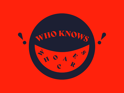 WHO KNOWS W H O C A R E S aggressive annoyed blue bold bright circle frantic frenetic geometric illustration minimal passive red simple