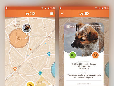 PetID finder gps id interface map pet tag ui