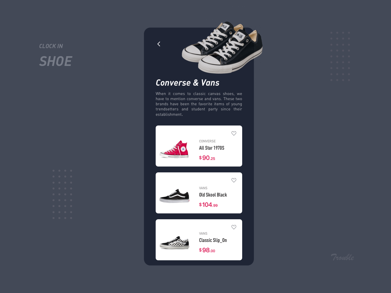 shoe app design ui