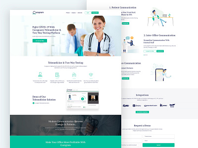 Curogram Homepage clean doctor doctor app hospital illustration medic medical medical app medicine modern nurse patient patient app software ui web design