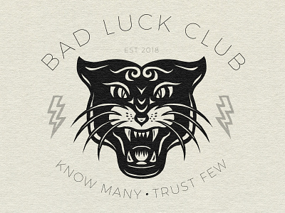 Jaguar Print - Know Many • Trust Few bad black branding club illustration jaguar luck print style tattoo