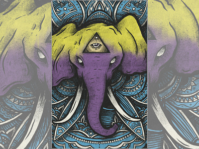 Third Eye Elephant animal color colorado elephant eye for sale graphic design illustration lines mandala poster print spectronium style tattoo thirs eye wildlife