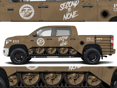 SECOND TO NONE - TANK WRAP branding color design illustration marine military style tank troops truck vector vinyl wrap wraps