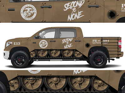 SECOND TO NONE - TANK WRAP branding color design illustration marine military style tank troops truck vector vinyl wrap wraps