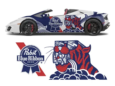 PBR Lamborghini Huracan Spyder beer blue ribbon branding car color design illustration lamborgini pabst pbr style vinyl wrap