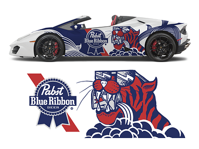 PBR Lamborghini Huracan Spyder beer blue ribbon branding car color design illustration lamborgini pabst pbr style vinyl wrap