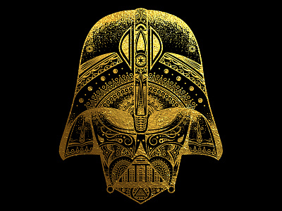 Darth Vader Gold Foil dark darth fan fan made helmet illustration mandala sith star starwars vader wars