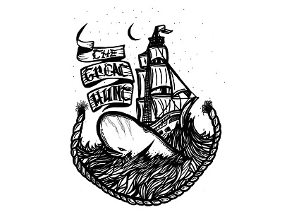 The Great Hunt boat design illustration jerry sailor scrimshaw simple tattoo vector whale