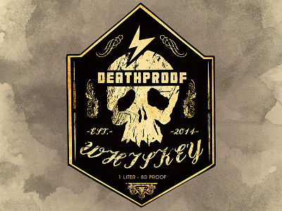 DeathProof Whiskey Label branding death label lightning packaging proof skull whiskey