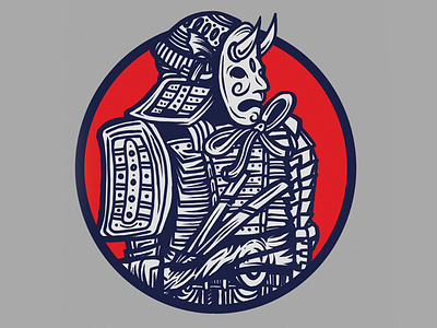 Red Crest art design illustration red samurai sun vector