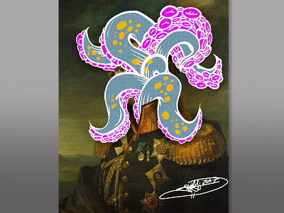 General Mcsquidface design illustration portrait regal squid