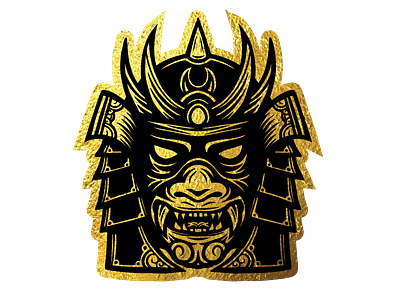 Gold Samurai design gold foil illustration samurai tattoo